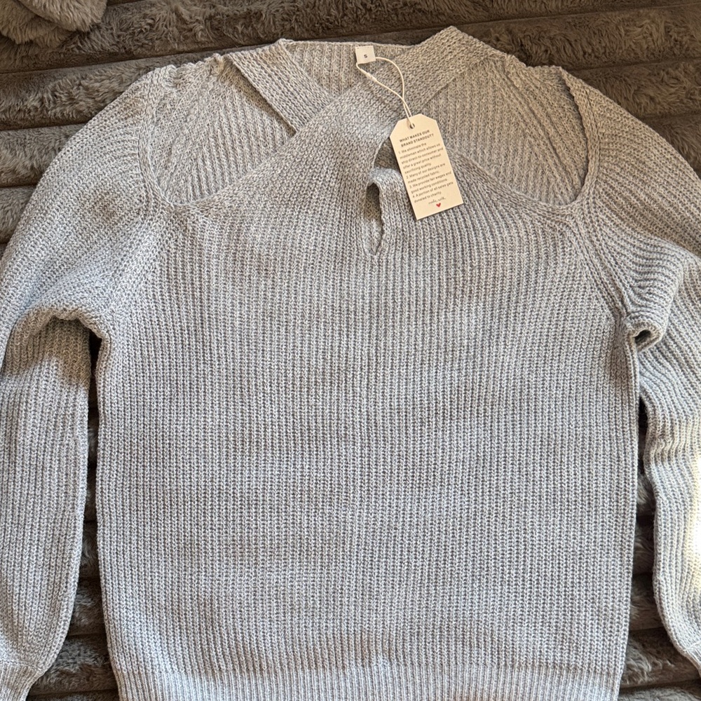 A Classy Chic Boutique Off-the-Shoulder Gray Sweater